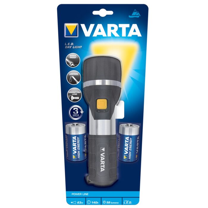 Varta Day Light LED Flashlight, including 2-cells D