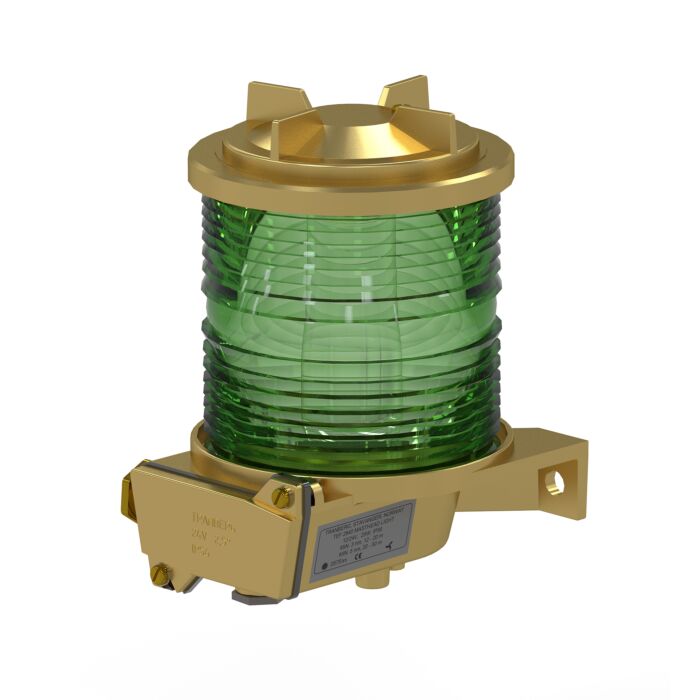 TEF 2870 Navigation light: Allround 360 deg. Green, P28S, 230V, Brass/Glass