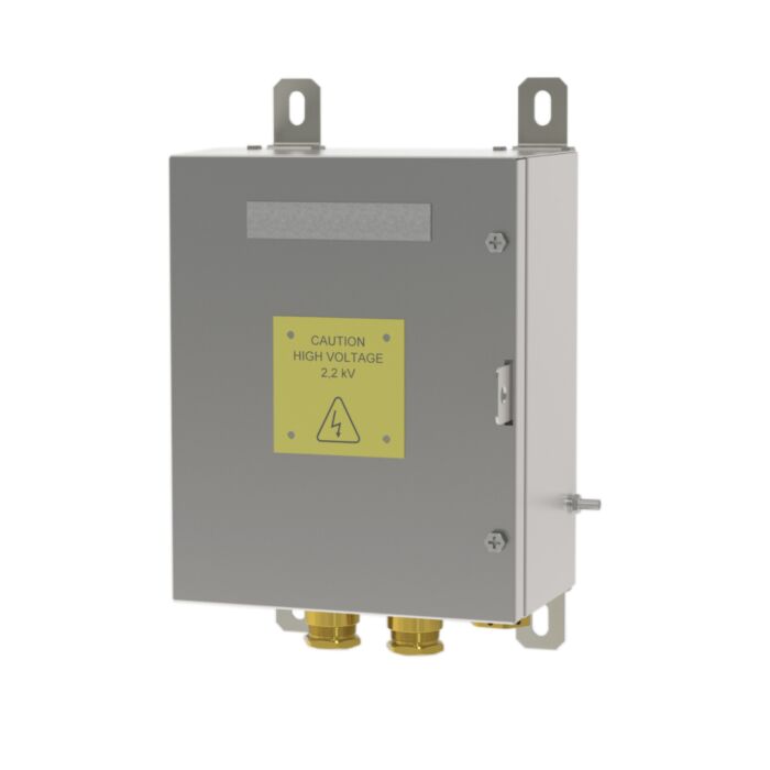 Enclosure TEF1060 IP66 AISI316: High Voltage 4,4kV 2ph-distribution box UT35mm2 / W425xH400xD175mm