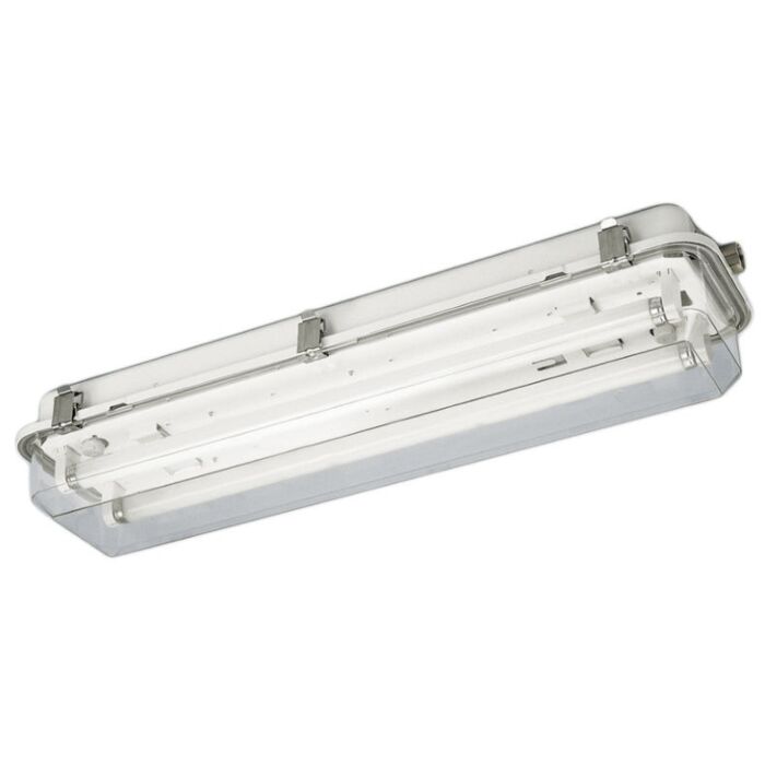 FL-fixture 110-120V 50/60Hz 2x36W WT IP67 Steel body, Polycarbonate shade with SS clamps
