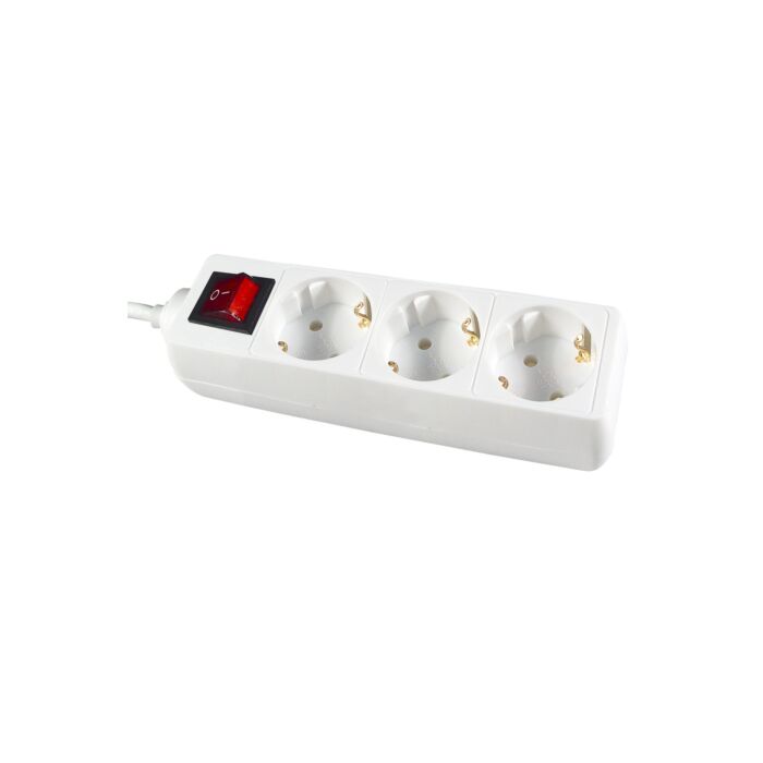 Table Receptacle 3-way/Earth + switch with cable 1,5mtr + plug