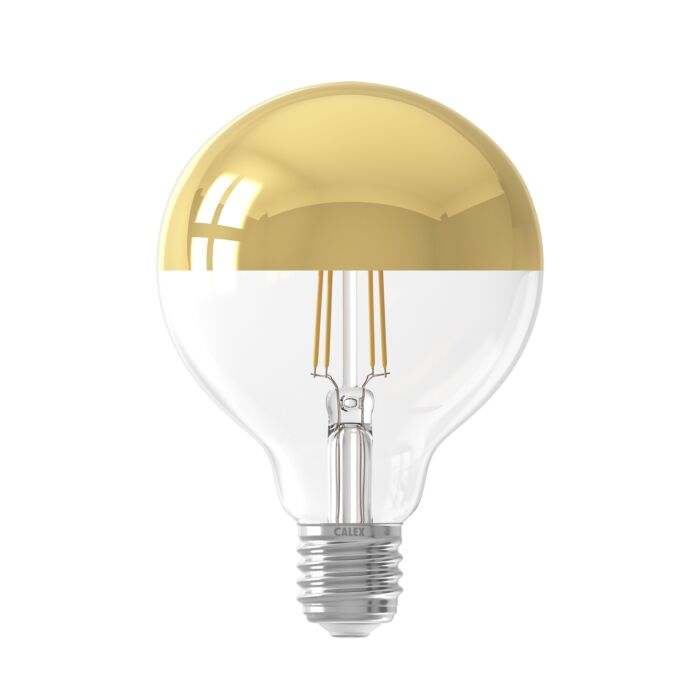 LED Full Glass Filament Top-mirror Globe Lamp 220-240V 4W 280lm E27 G95, Gold 2300K Dimmable