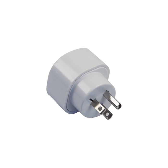 Adaptor-plug with 2xflat+U, American to European/Schuko