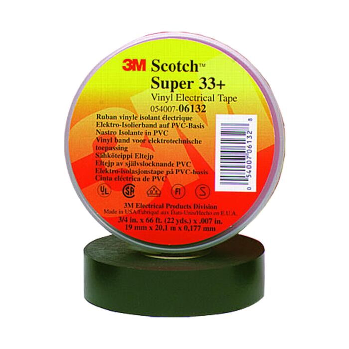Scotch tape Super 33+, 19mm, roll of 20mtr Black