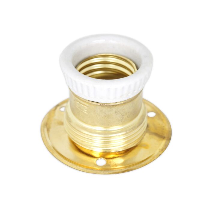 Lampholder E27, brass with backplate
