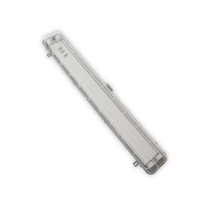 FL-fixture 110V 60Hz 2x36W WT IP56 metal body with polycarbonate shade complete with guard