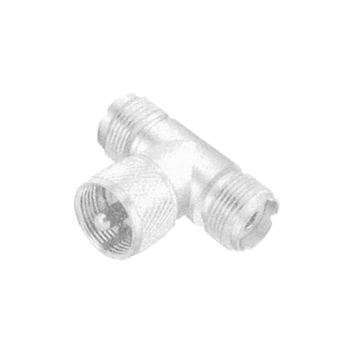 UHF coaxial T-adaptor, 1x male 2x female type PL-259