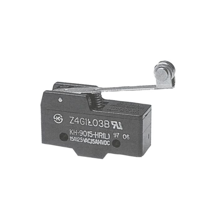 Microswitch with single pole c/o contact with long lever/roller