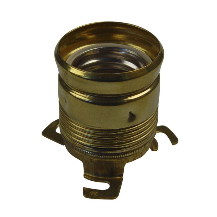 Lampholder E27, brass with 3 mounting lugs
