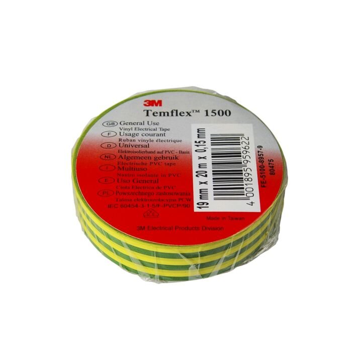 Scotch tape 19mm, roll of 20mtr, yellow/green