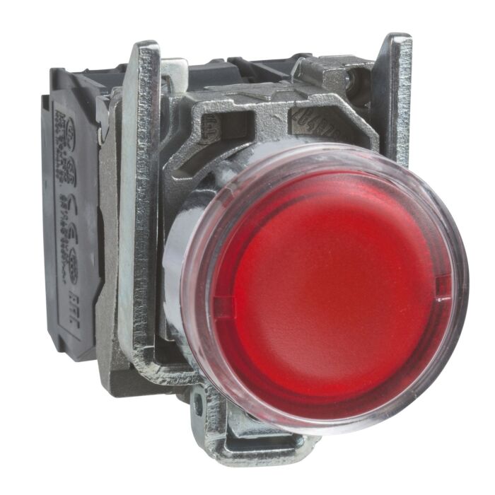 Schneider Ill. Pushbutton red with Lampholder/adaptor Ba9s till 250V 1x NO 1x NC, XB4-BW3365