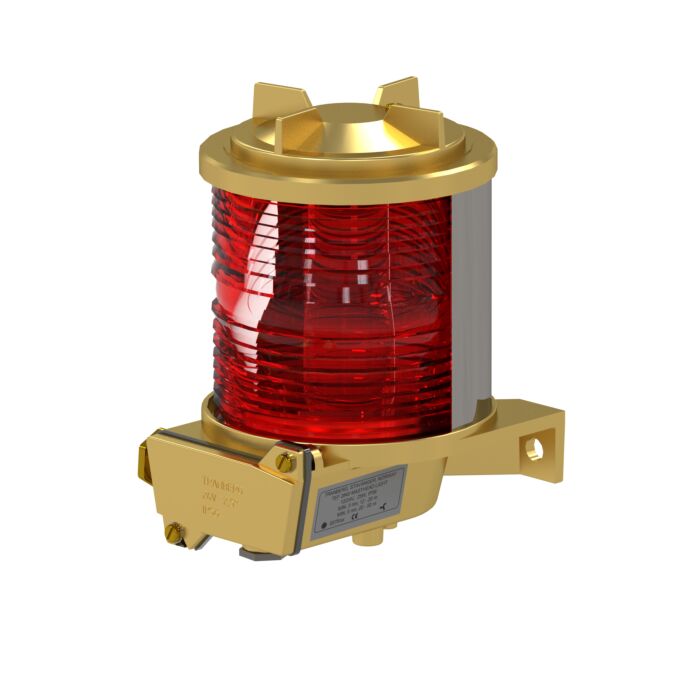 TEF 2870 Navigation light: Stern Suez 135 deg. Red, P28S, 230V, Brass/Glass