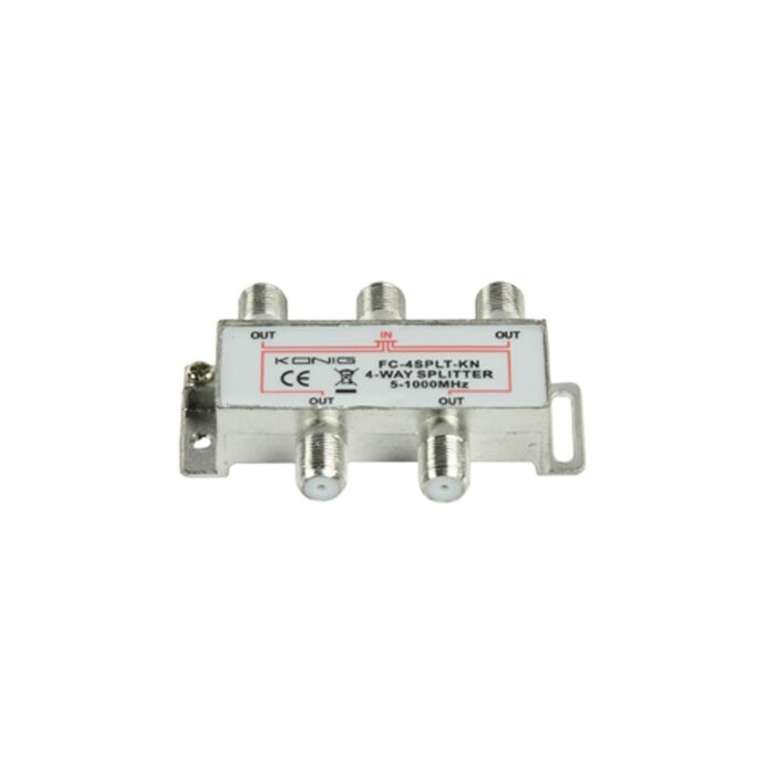 Coaxial splitter 4-way for F-connector