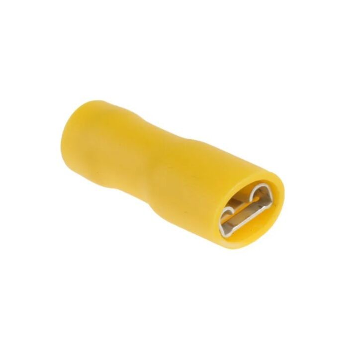 Female snap-on 6,3mm total shrouded pressing type, yellow 2,7-6,6 mm²