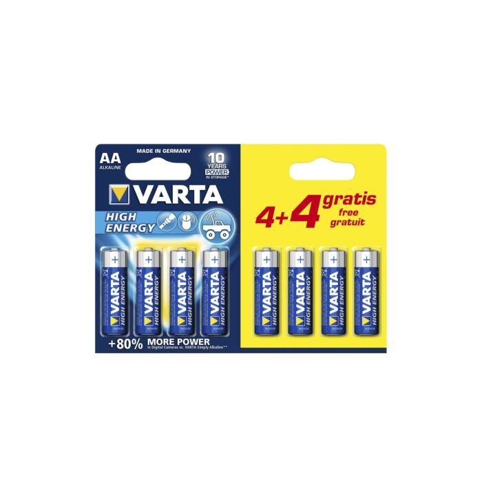 Varta High Energy Alkaline AA LR06 1,5V actie-pack, on blister 4+4