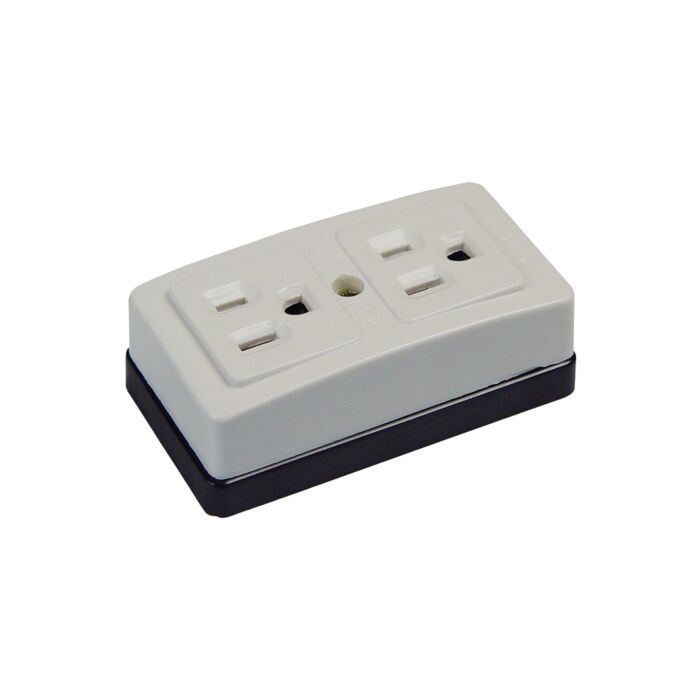Japanese Receptacle 2x flat+U for 2-plugs, Wall/Table-type