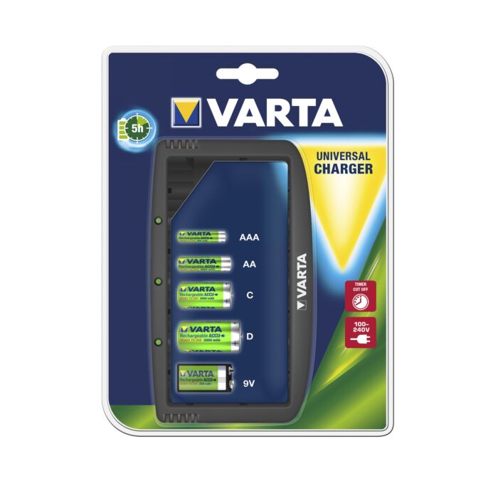 Varta Universal Charger 100...240V, suitable for 4 x AAA, AA, C, D & 1 x 9V