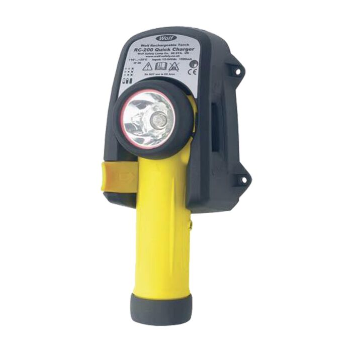 Wolflite Rechargeable Flashlight LED R-55/H R/Angle zone 0, with charger 110-254V AC, "ATEX II 1G Ex ia IIC T4"