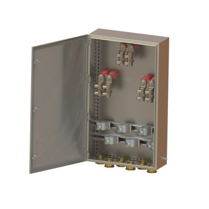 Enclosure TEF1060 IP66 AISI316: High Voltage Type-C. 3.5kV-3ph-C-6H-D10-750A-80/10 - W600xH1000xD400