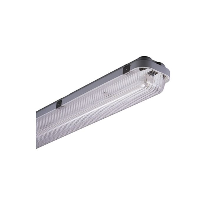 Fluo fixture 220V DC 1x18W IP65 with shade polycarbonate