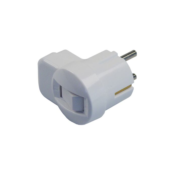 Plug 2-pole/Earth male, with switch, white
