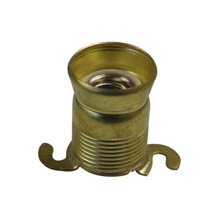 Lampholder E14, brass with 2 mounting lugs