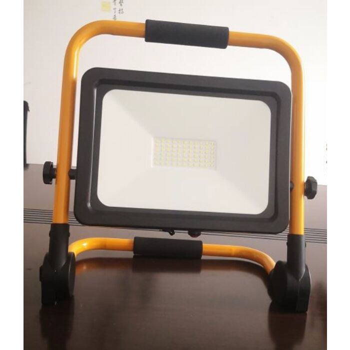 LED Portable Floodlight 50W daylight 100-240V AC / 12-24V DC rechargeable, IP65 on floor stand