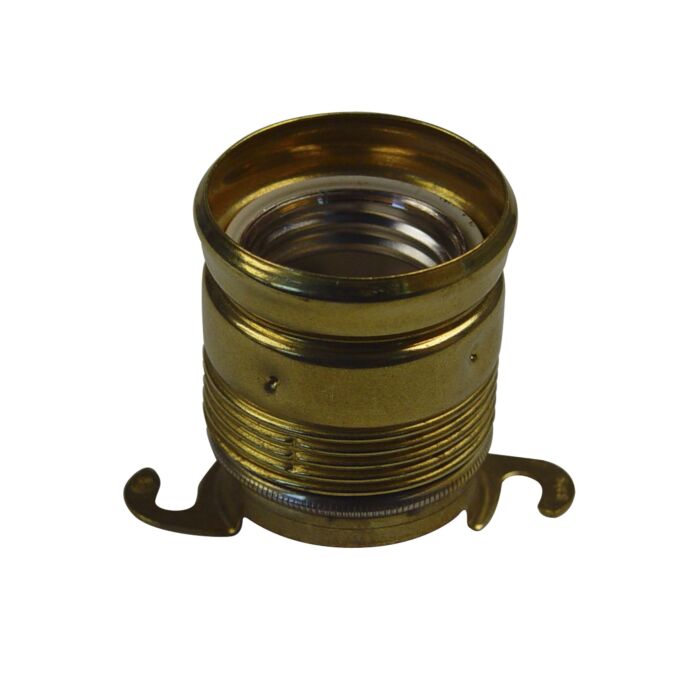 Lampholder E27, brass with 2 mounting lugs