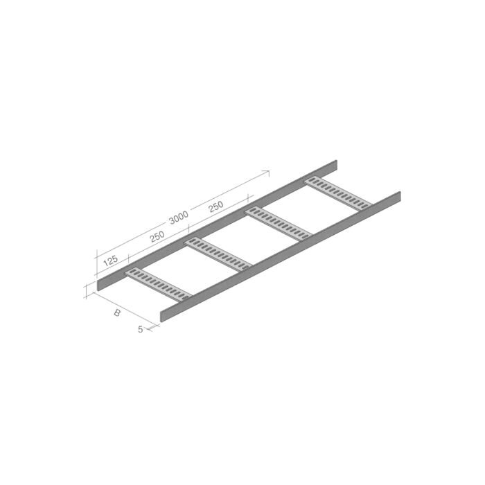 Ladder tray galvanized 150mm, lgt=3mtr