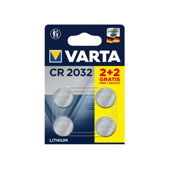 Varta Button cell Lithium CR2032 3V Ø20x3,2mm, on 2+2 pcs blister