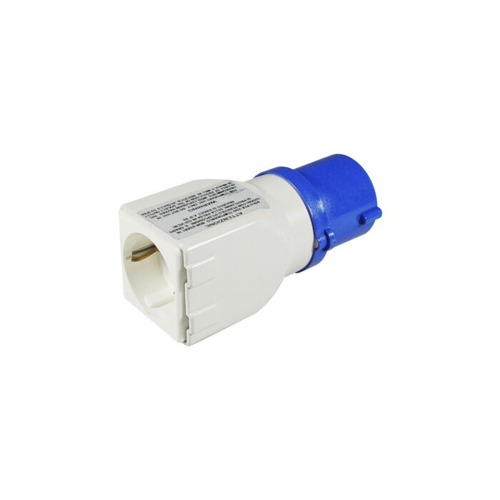 Adaptor-plug with CEE Plug 220V 16A 2p+earth 6H to Schuko receptacle r/a