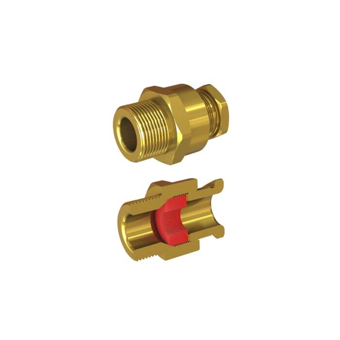 Cable Gland Exe: E204/622 M25/D9/9mm (D13,0-17,0mm) w/Lock Nut, Brass