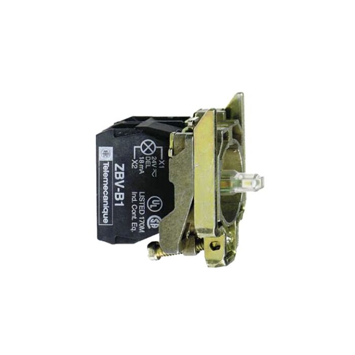 Schneider Complete body/contact 1xNO 1xNC with LED 230...240V AC Yellow, ZB4-BW0M55