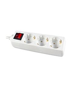 Table Receptacle 3-way/Earth + switch with cable 1,5mtr + plug