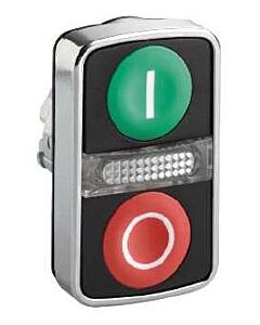 Schneider Ø 22mm LED Illuminated Double Pushbutton head green/red, ZB4-BW7A3741