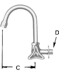 FAUCET WALL RIGHT HAND W/GOOSE, SWIVEL SPOUT & AERATOR 13(1/2)