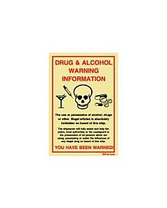 POSTER DRUGS & ALCOHOL WARNING, 297X210MM