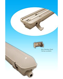 LED Fixture 100-240V 50/60Hz 11.5W (like FL 1x18W) Cool White 4000K, watertight IP65 with polycarbonate body and shade