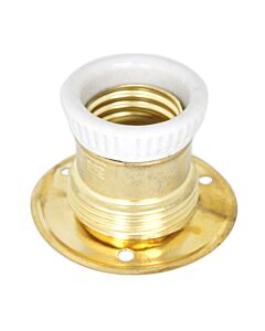 Lampholder E27, brass with backplate