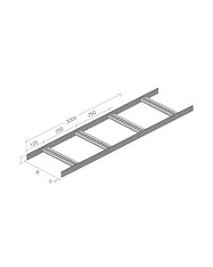 Ladder tray galvanized 300mm, lgt=3mtr