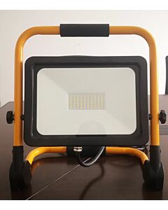 LED Portable Floodlight 50W cool white 100-240V AC, IP65 on floor stand with 5 mtr cable and plug