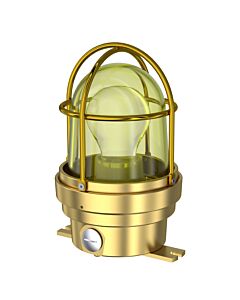 TEF 2438n Luminaire: Yellow Globe, E27, 230VAC, IP56, Brass/Polyc