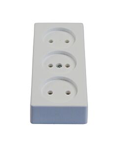 Receptacle European 2-pole for 3-plugs, surface mntg