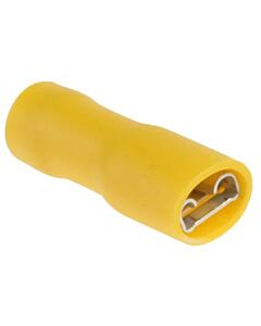 Female snap-on 6,3mm total shrouded pressing type, yellow 2,7-6,6 mm²
