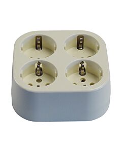 Receptacle European 2-pole/Earth for 4-plugs square, surface mntg