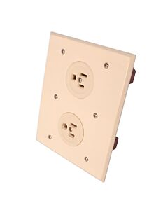 Japanese Receptacle 2x flat+U for 2-plugs with Ivory plate, flush mntg