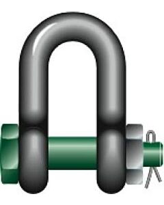 SHACKLE DEE W/SAFETY BOLT GALV, GREEN PIN G-4153 16MM 3.25TON