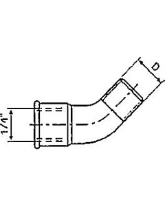 CONNECTION BENT 45DEG 1/4 1001, FOR AUTO GREASE DISPENSER