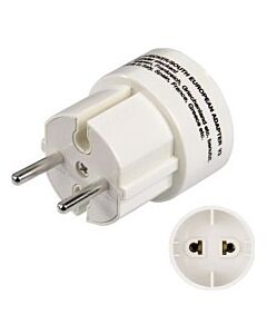 Adaptor-plug with round pins, European to American/European