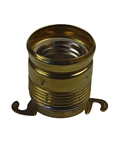 Lampholder E27, brass with 2 mounting lugs